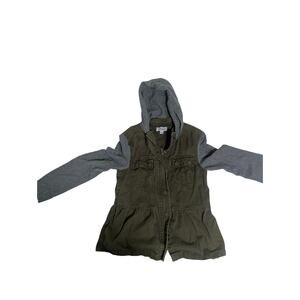 CoffeeShop New York Juniors Large Olive Green Utility Jacket Gray Hood